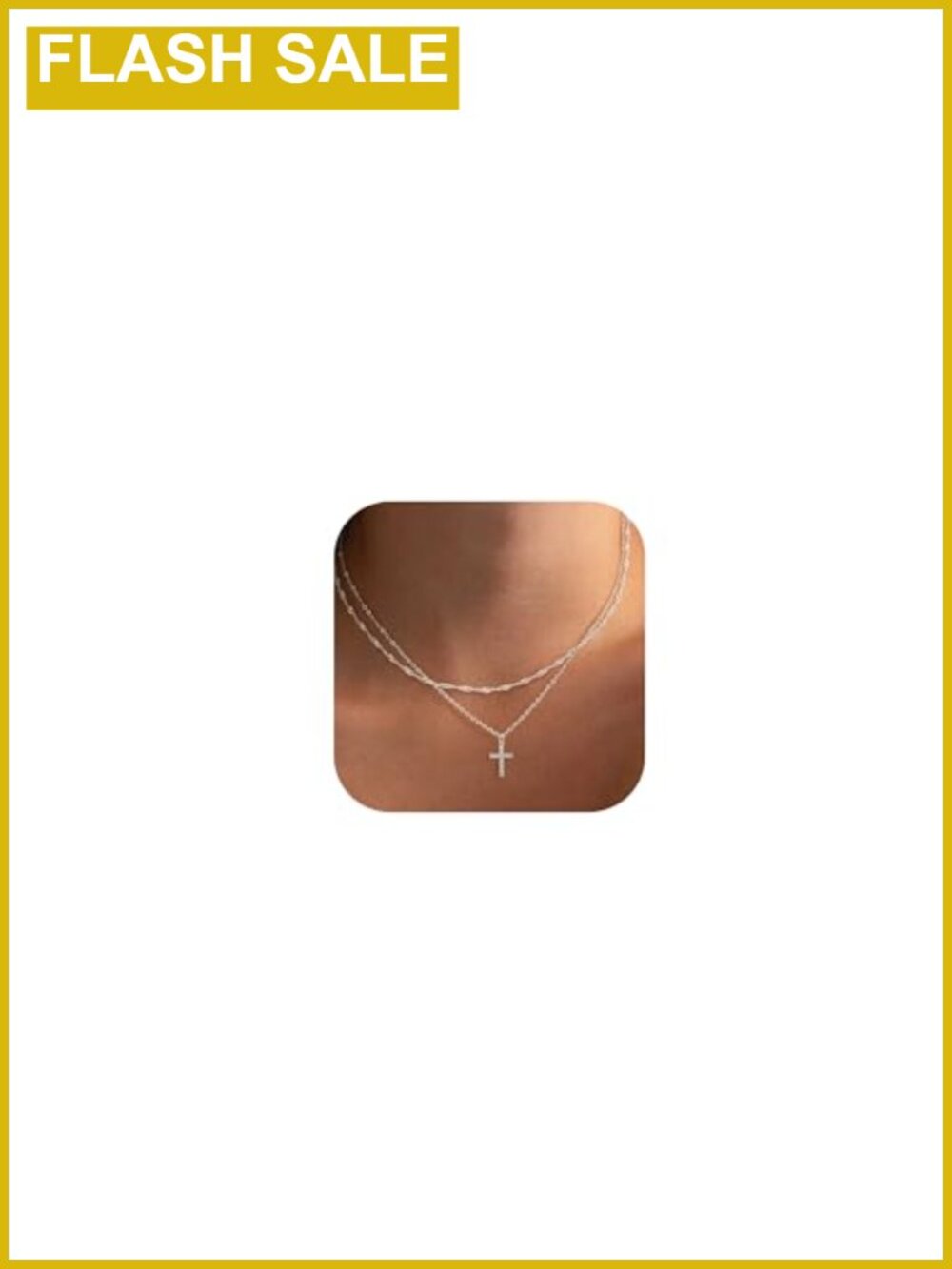 Dainty 14K Gold Plated Silver Cross Necklace Layered Pendant Stack Gift for Her